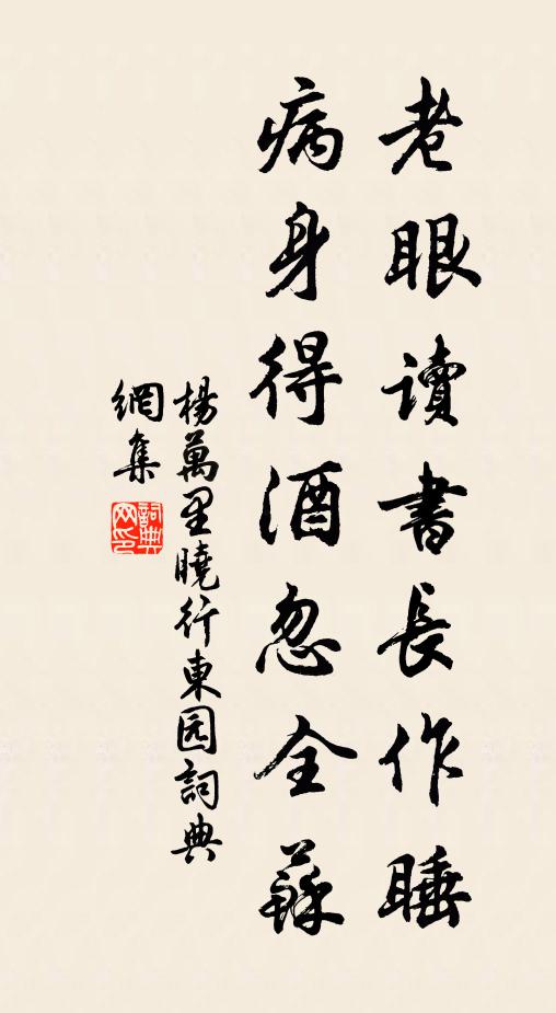 杨万里老眼读书长作睡，病身得酒忽全苏书法作品欣赏
