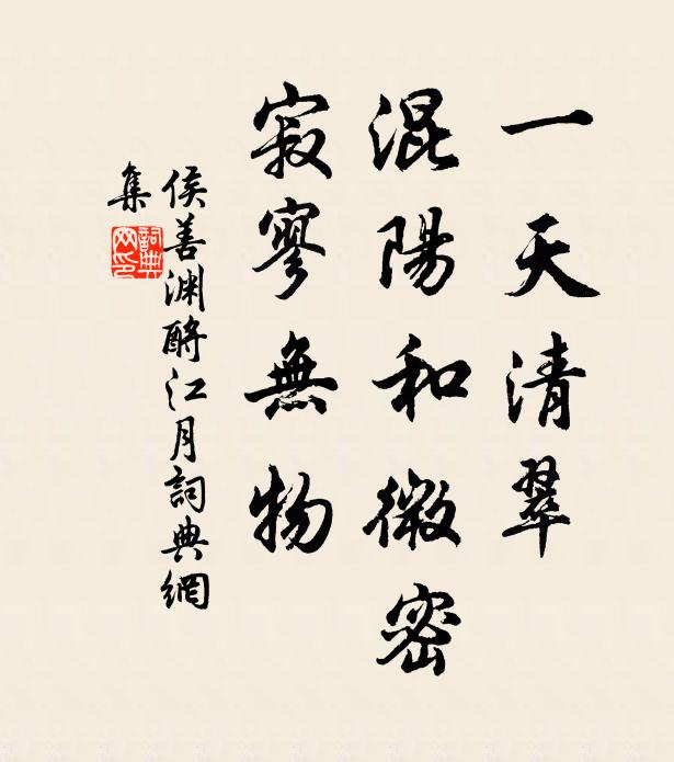 侯善渊一天清翠，混阳和微密，寂寥无物书法作品欣赏