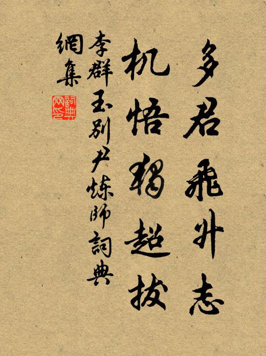 李群玉多君飞升志，机悟独超拔书法作品欣赏