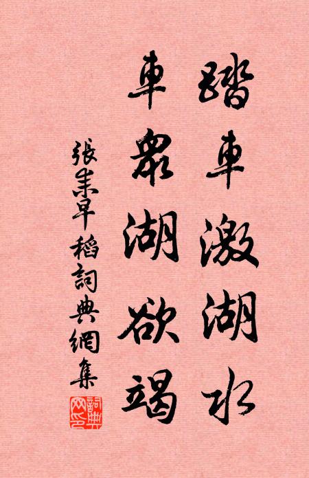 张耒踏车激湖水，车众湖欲竭书法作品欣赏