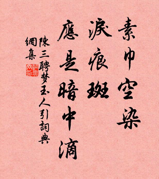 陈三聘素巾空染，泪痕斑、应是暗中滴书法作品欣赏