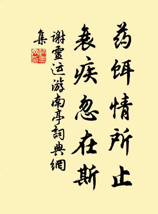 谢灵运药饵情所止，衰疾忽在斯书法作品欣赏