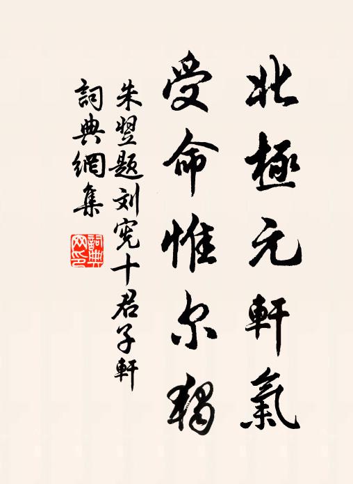 朱翌北极元轩气，受命惟尔独书法作品欣赏
