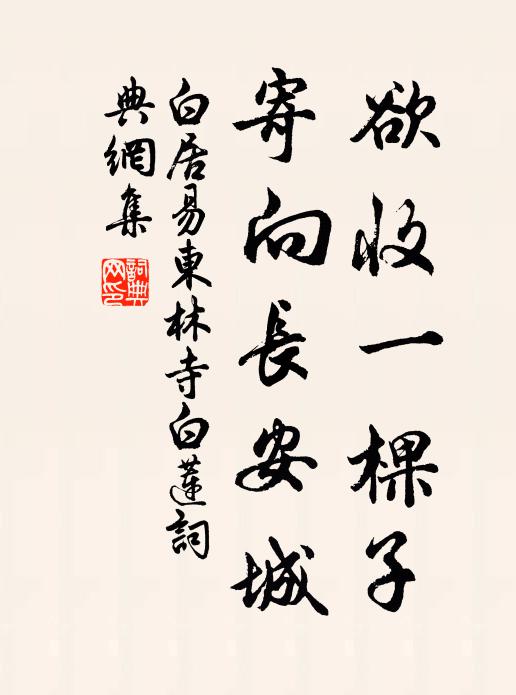 白居易欲收一棵子，寄向长安城书法作品欣赏