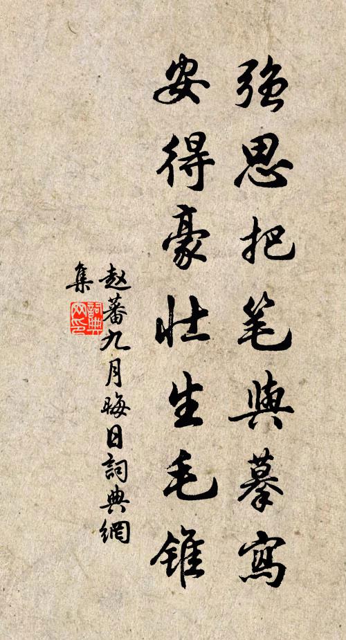 赵蕃强思把笔与摹写，安得豪壮生毛锥书法作品欣赏