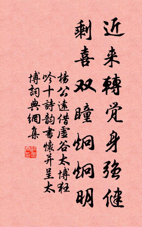 杨公远近来转觉身强健，剩喜双瞳炯炯明书法作品欣赏