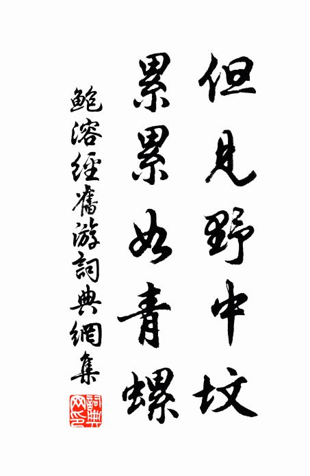 鲍溶但见野中坟，累累如青螺书法作品欣赏