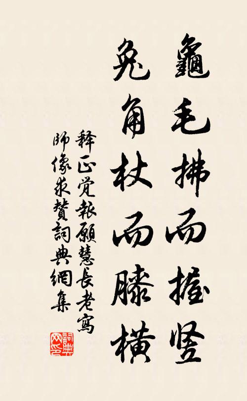 释正觉龟毛拂而握竖，兔角杖而膝横书法作品欣赏