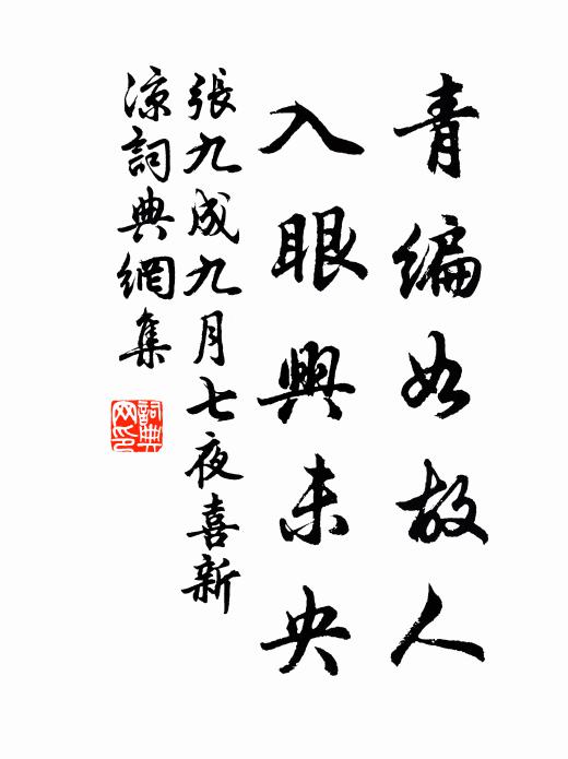 张九成青编如故人，入眼兴未央书法作品欣赏