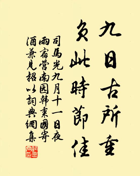 司马光九日古所重，负此时节佳书法作品欣赏
