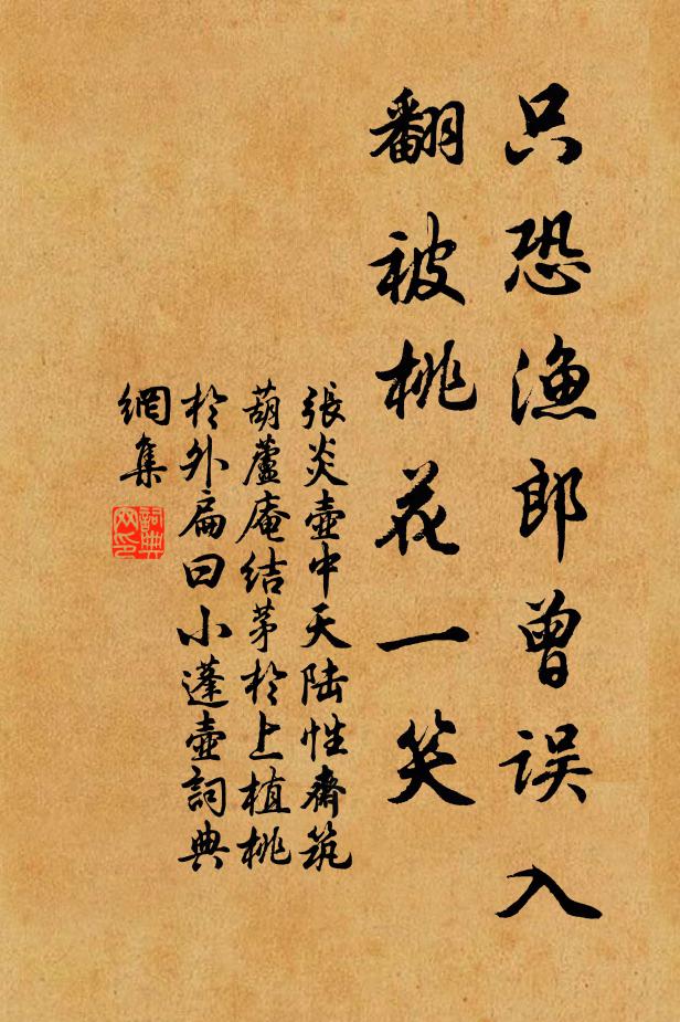 张炎只恐渔郎曾误入，翻被桃花一笑书法作品欣赏