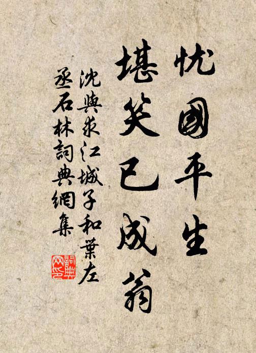 沈与求忧国平生，堪笑已成翁书法作品欣赏