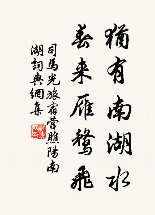 司马光犹有南湖水，春来雁鹜飞书法作品欣赏