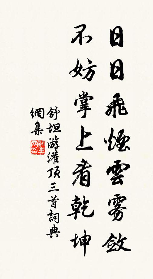 舒坦日日飞烟云雾敛，不妨掌上看乾坤书法作品欣赏