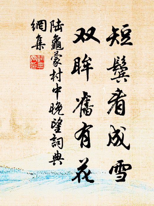 陆龟蒙短鬓看成雪，双眸旧有花书法作品欣赏