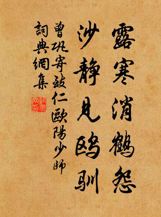 曾巩露寒消鹤怨，沙静见鸥驯书法作品欣赏