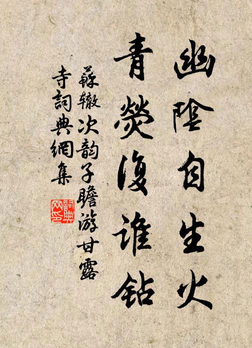 苏辙幽阴自生火，青荧复谁钻书法作品欣赏