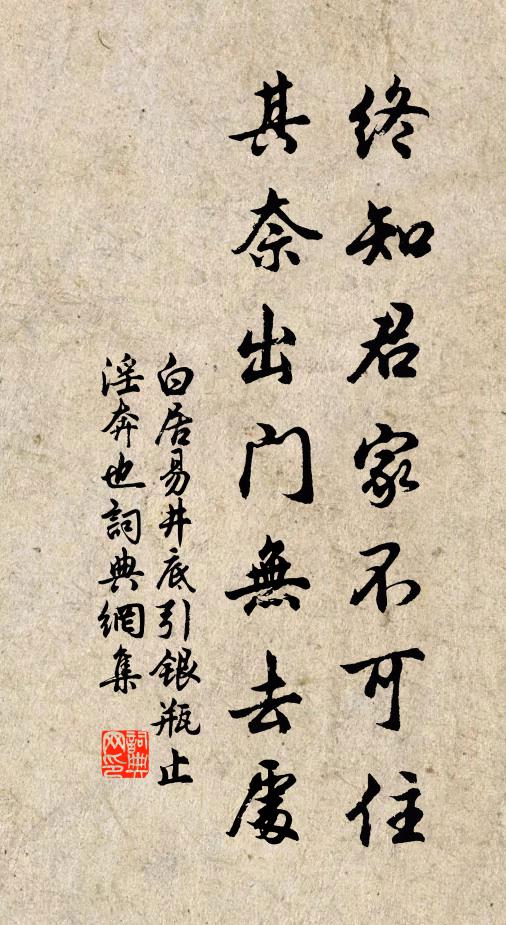 白居易终知君家不可住，其奈出门无去处书法作品欣赏