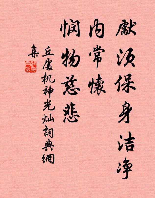 丘处机先须保身洁净，内常怀、悯物慈悲书法作品欣赏