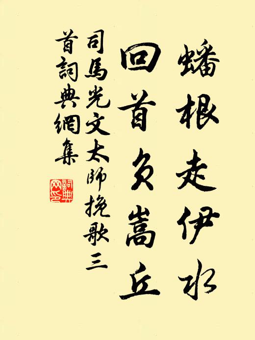 司马光蟠根走伊水，回首负嵩丘书法作品欣赏