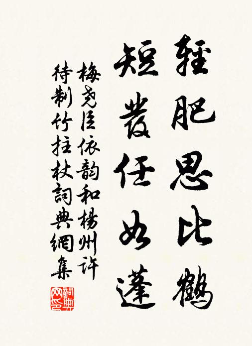 梅尧臣轻肥思比鹤，短发任如蓬书法作品欣赏