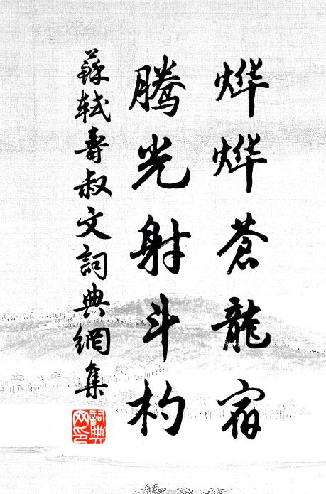 苏轼烨烨苍龙宿，腾光射斗杓书法作品欣赏