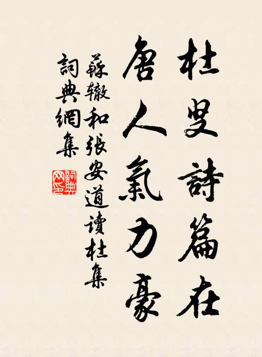 苏辙杜叟诗篇在，唐人气力豪书法作品欣赏