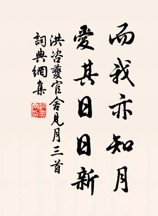 洪咨夔而我亦知月，爱其日日新书法作品欣赏