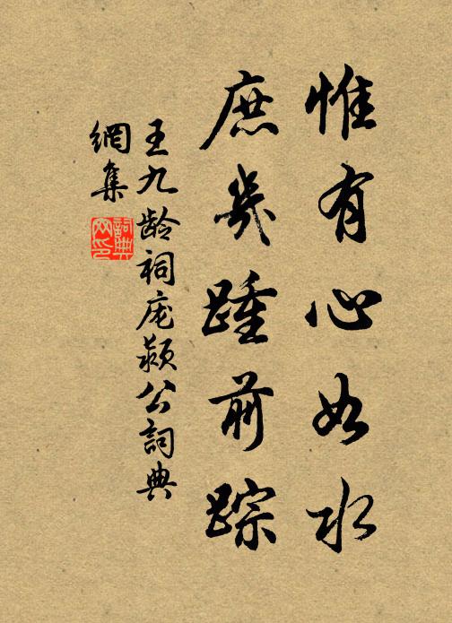 王九龄惟有心如水,庶几踵前踪书法作品欣赏