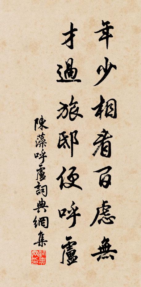 陈藻年少相看百虑无，才过旅邸便呼卢书法作品欣赏