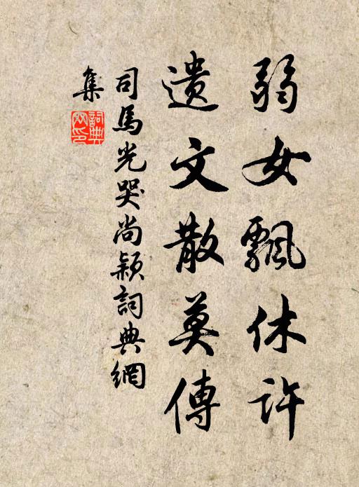 司马光弱女飘休许，遗文散莫传书法作品欣赏