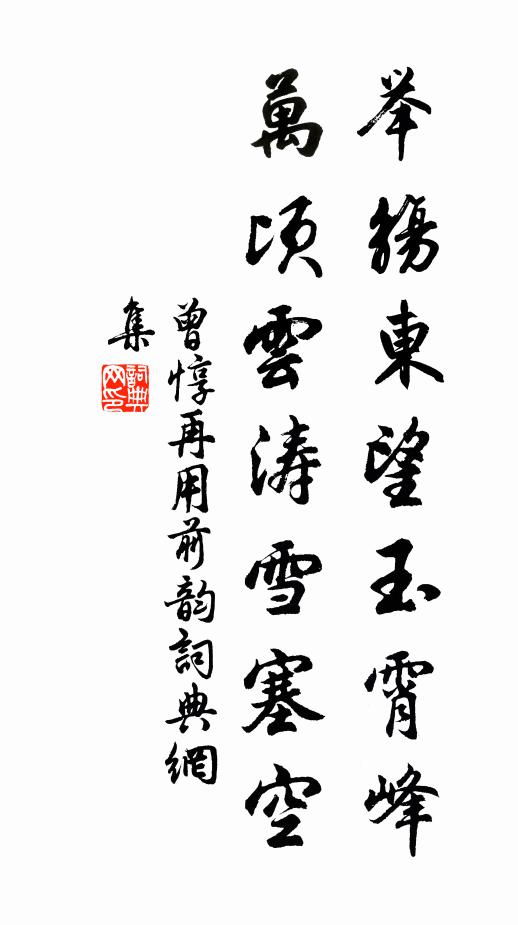 曾惇举觞东望玉霄峰，万顷云涛雪塞空书法作品欣赏