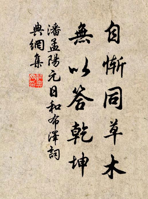 潘孟阳自惭同草木，无以答乾坤书法作品欣赏