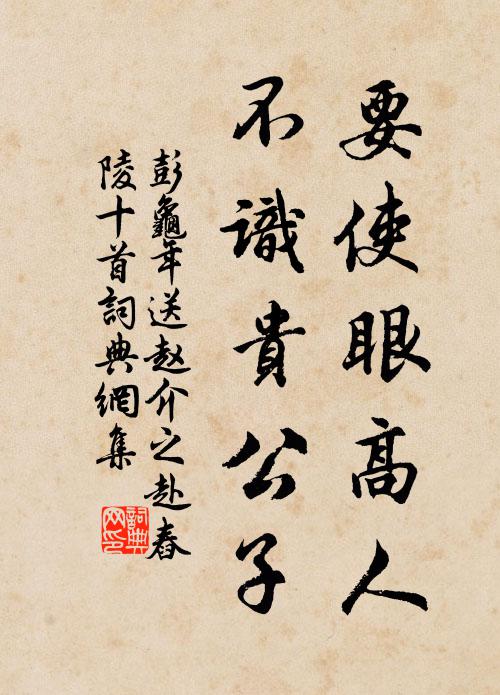 彭龟年要使眼高人，不识贵公子书法作品欣赏