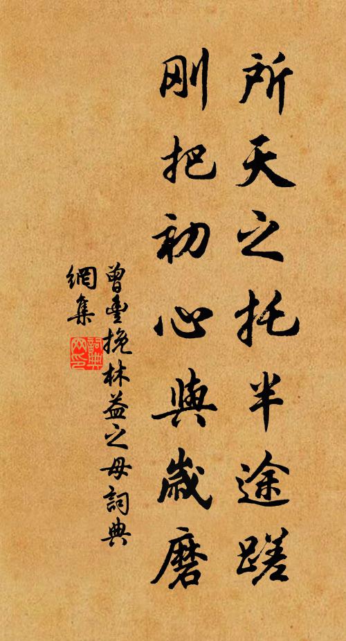 曾丰所天之托半途蹉，刚把初心与岁磨书法作品欣赏