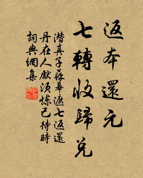 潜真子返本还元，七转收归兑书法作品欣赏