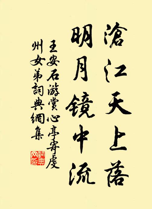 王安石沧江天上落，明月镜中流书法作品欣赏