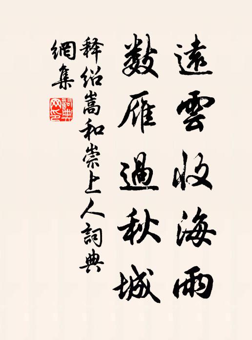 释绍嵩远云收海雨，数雁过秋城书法作品欣赏