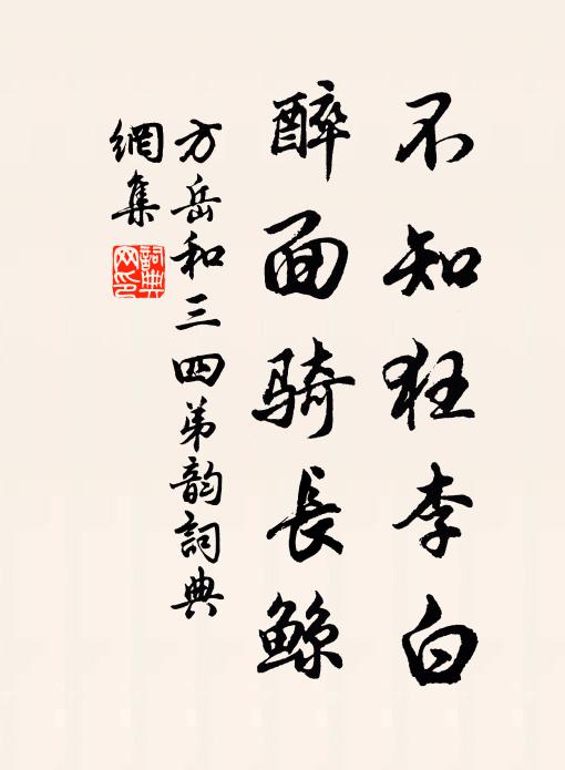 方岳不知狂李白，醉面骑长鲸书法作品欣赏