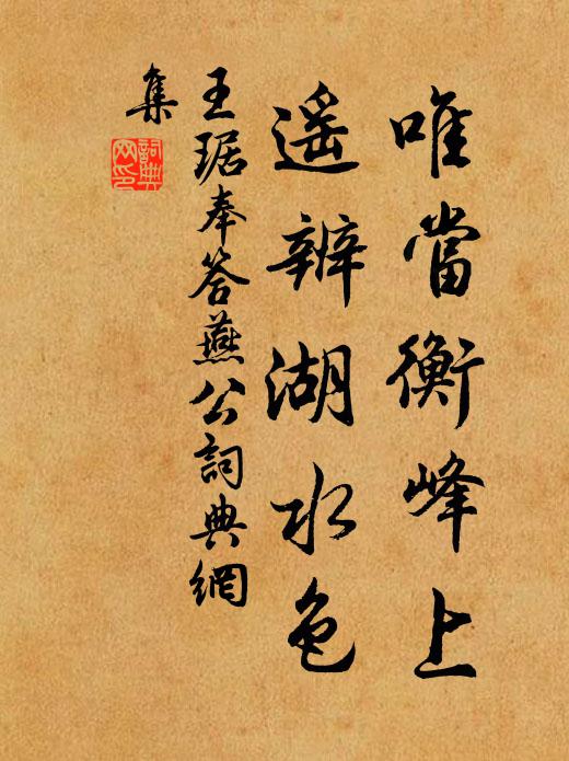 王琚唯当衡峰上，遥辨湖水色书法作品欣赏
