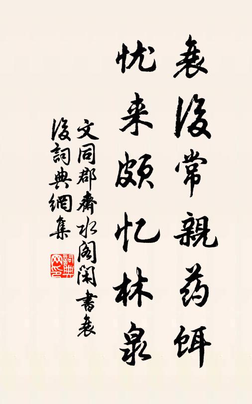 文同衰后常亲药饵，忧来颇忆林泉书法作品欣赏