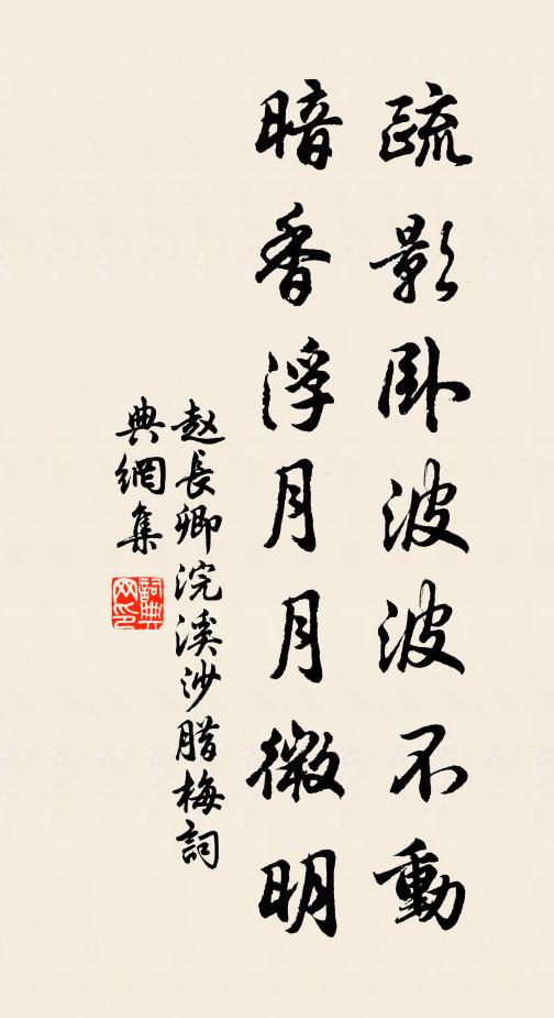 赵长卿疏影卧波波不动，暗香浮月月微明书法作品欣赏