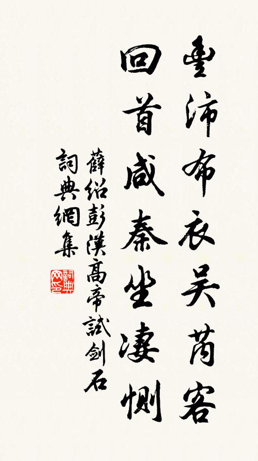 薛绍彭丰沛布衣吴芮客，回首咸秦坐凄恻书法作品欣赏