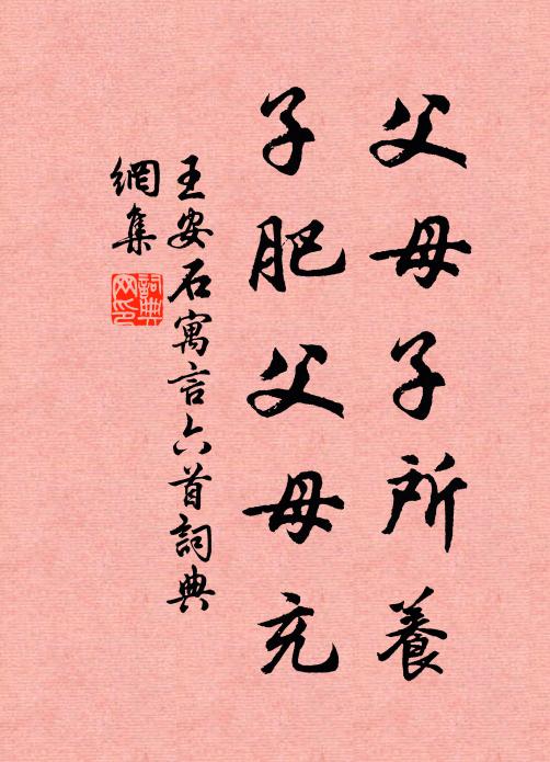 王安石父母子所养，子肥父母充书法作品欣赏