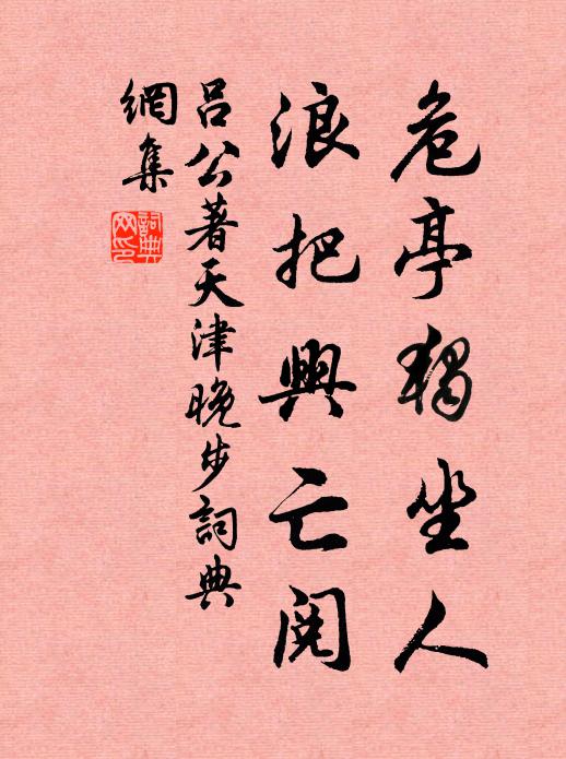 吕公著危亭独坐人，浪把兴亡阅书法作品欣赏