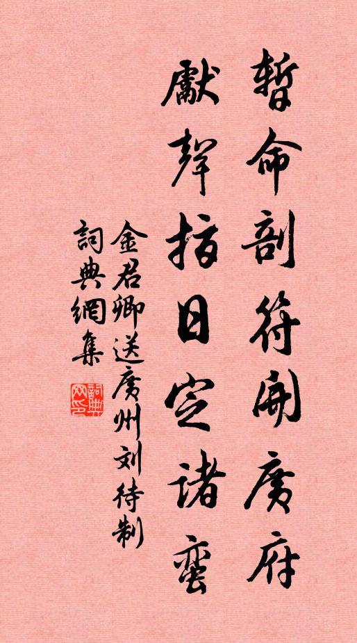 金君卿暂命剖符开广府，先声指日定诸蛮书法作品欣赏
