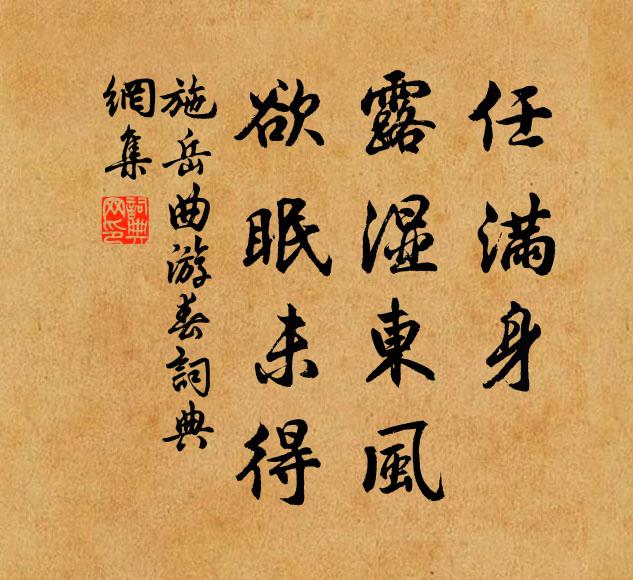 施岳任满身、露湿东风，欲眠未得书法作品欣赏