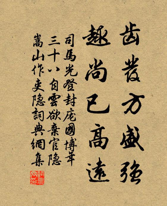 司马光齿发方盛强，趣尚已高远书法作品欣赏
