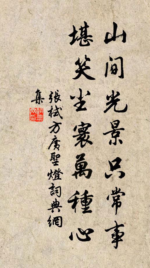 张栻山间光景只常事，堪笑尘寰万种心书法作品欣赏
