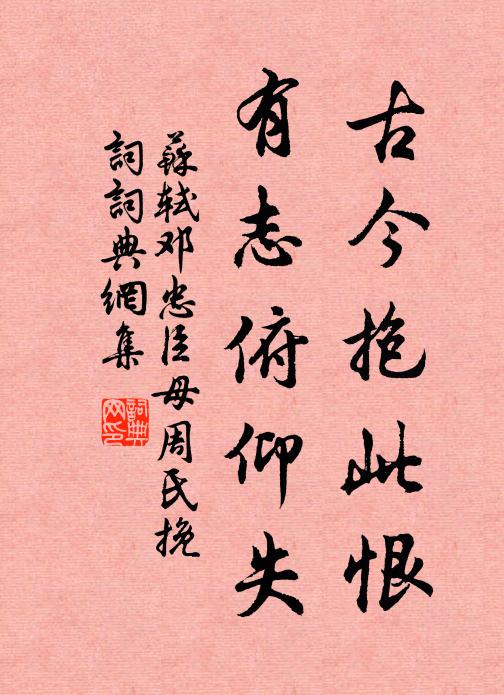 苏轼古今抱此恨，有志俯仰失书法作品欣赏